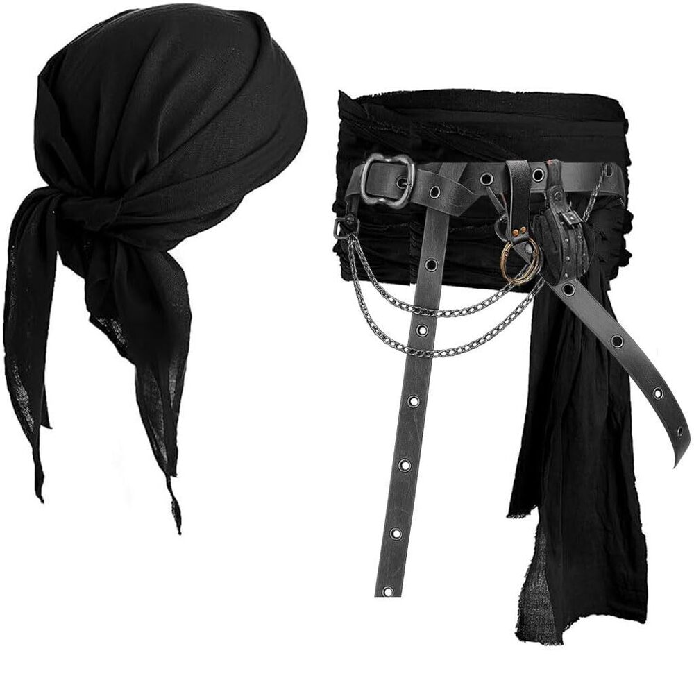 7699 Pirate Costume Pirate Head Scarf Bandanas Belt Waist Sash